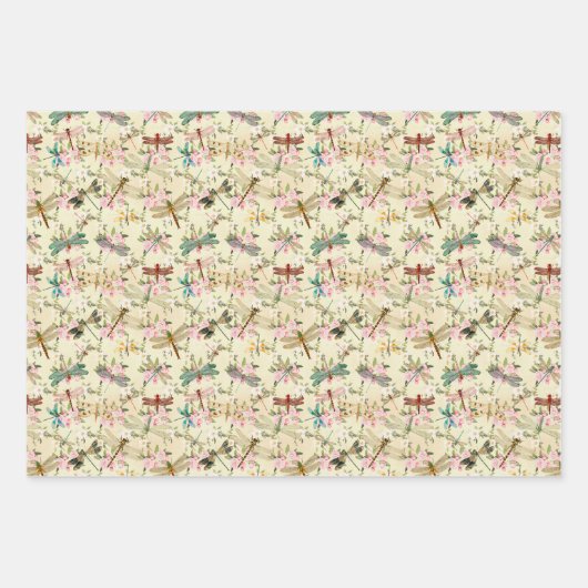Floral Dragonflies Geschenkpapier Set (Vorderseite 3)