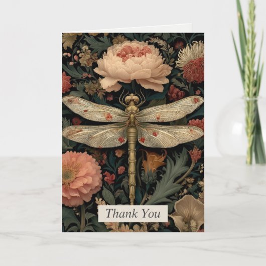 Floral Dragonfly Danke Karte (Vorderseite)