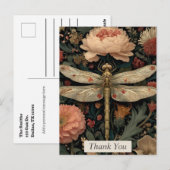 Floral Dragonfly Danke Karte (Vorne/Hinten)