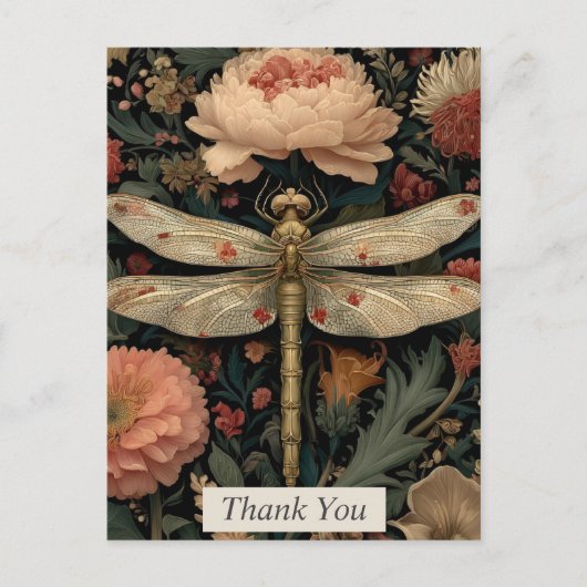 Floral Dragonfly Danke Karte (Vorderseite)