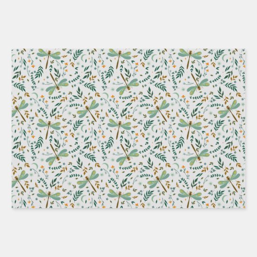 Floral Dragonfly Ferns Blätter Pattern Geschenk (Vorderseite 2)