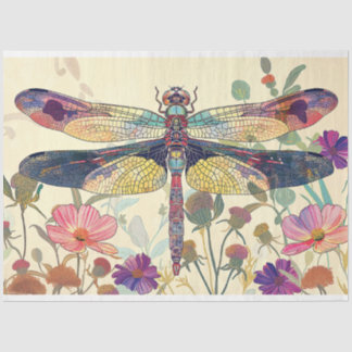 Floral Dragonfly gestanztes Glas Warme weiße Farbe Seidenpapier