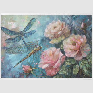 Floral Dragonfly Pastel Ethereal Whimsical Seidenpapier