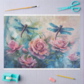 Floral Dragonfly Pastel Ethereal Whimsical Seidenpapier (Basteln)