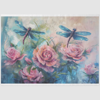 Floral Dragonfly Pastel Ethereal Whimsical Seidenpapier