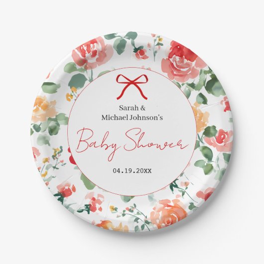 Floral Dream Baby Shower  Pappteller (Vorderseite)