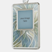 Floral Dream Muster Abstrakt Blue Khaki + Foto Rahmen-Ornament Silber (Links)