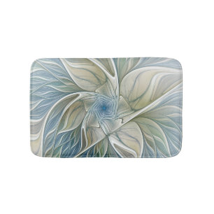 Floral Dream Muster Abstraktes Blue Khaki Fraktal Badematte