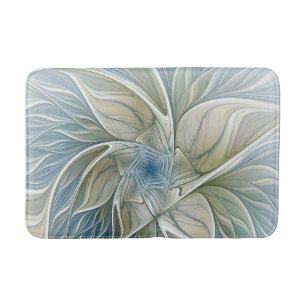 Floral Dream Muster Abstraktes Blue Khaki Fraktal Badematte