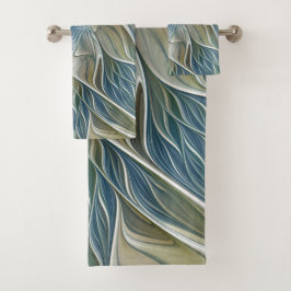 Floral Dream Muster Abstraktes Blue Khaki Fraktal Badhandtuch Set