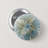 Floral Dream Muster Abstraktes Blue Khaki Fraktal Button (Vorne & Hinten)