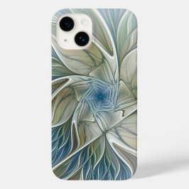 Floral Dream Muster Abstraktes Blue Khaki Fraktal Case-Mate iPhone 14 Hülle