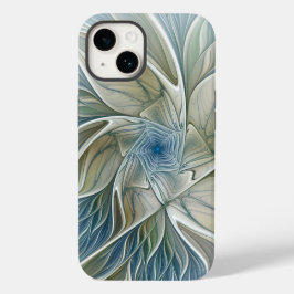 Floral Dream Muster Abstraktes Blue Khaki Fraktal Case-Mate iPhone 14 Hülle