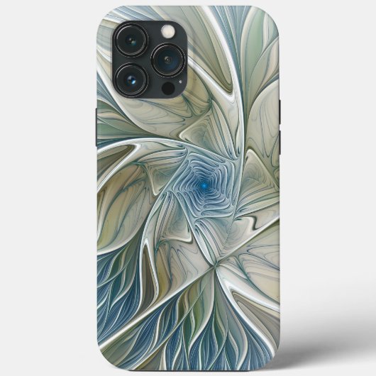 Floral Dream Muster Abstraktes Blue Khaki Fraktal Case-Mate iPhone Hülle (Rückseite)