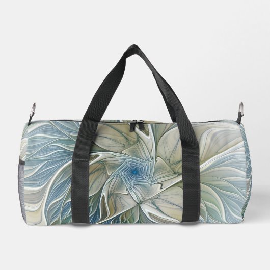 Floral Dream Muster Abstraktes Blue Khaki Fraktal Duffle Bag (Rückseite)