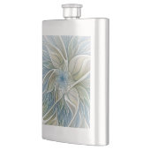 Floral Dream Muster Abstraktes Blue Khaki Fraktal Flachmann (Links)