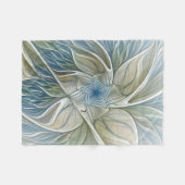 Floral Dream Muster Abstraktes Blue Khaki Fraktal Fleecedecke (Vorderseite (Horizontal))