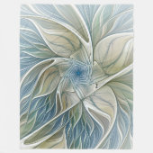 Floral Dream Muster Abstraktes Blue Khaki Fraktal Fleecedecke (Vorderseite)