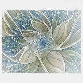 Floral Dream Muster Abstraktes Blue Khaki Fraktal Fleecedecke (Vorderseite (Horizontal))