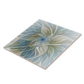 Floral Dream Muster Abstraktes Blue Khaki Fraktal Fliese (Seite)