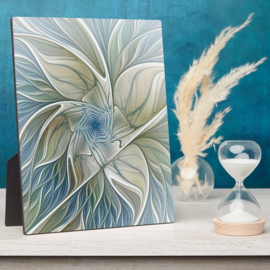 Floral Dream Muster Abstraktes Blue Khaki Fraktal Fotoplatte (Seite)