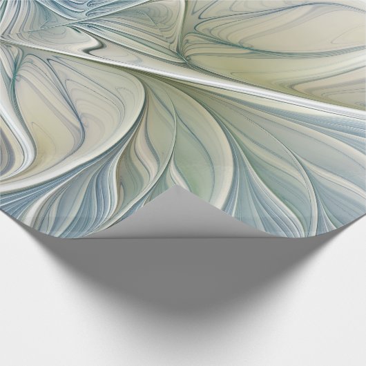 Floral Dream Muster Abstraktes Blue Khaki Fraktal Geschenkpapier (Ecke)