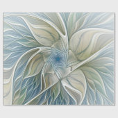 Floral Dream Muster Abstraktes Blue Khaki Fraktal Geschenkpapier (Flach)