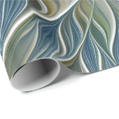 Floral Dream Muster Abstraktes Blue Khaki Fraktal Geschenkpapier (Rolleneckpunkt)