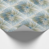 Floral Dream Muster Abstraktes Blue Khaki Fraktal Geschenkpapier (Ecke)