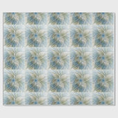 Floral Dream Muster Abstraktes Blue Khaki Fraktal Geschenkpapier (Flach)