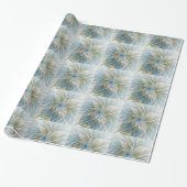 Floral Dream Muster Abstraktes Blue Khaki Fraktal Geschenkpapier (Ungerollt)