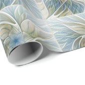 Floral Dream Muster Abstraktes Blue Khaki Fraktal Geschenkpapier (Rolleneckpunkt)