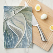 Floral Dream Muster Abstraktes Blue Khaki Fraktal Geschirrtuch (Viertel Falte)