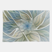 Floral Dream Muster Abstraktes Blue Khaki Fraktal Geschirrtuch (Horizontal)