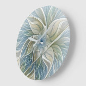 Floral Dream Muster Abstraktes Blue Khaki Fraktal Große Wanduhr (Winkel)