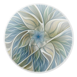 Floral Dream Muster Abstraktes Blue Khaki Fraktal Keramikknauf