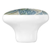 Floral Dream Muster Abstraktes Blue Khaki Fraktal Keramikknauf (Seitenansicht)