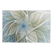 Floral Dream Muster Abstraktes Blue Khaki Fraktal Kissenbezug (Rückseite)