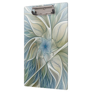 Floral Dream Muster Abstraktes Blue Khaki Fraktal Klemmbrett