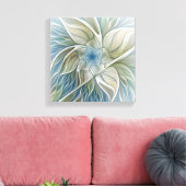 Floral Dream Muster Abstraktes Blue Khaki Fraktal Leinwanddruck (Insitu (Wohnzimmer))