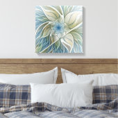 Floral Dream Muster Abstraktes Blue Khaki Fraktal Leinwanddruck (Insitu (Schlafzimmer))