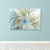 Floral Dream Muster Abstraktes Blue Khaki Fraktal Leinwanddruck (Insitu (Holzboden))