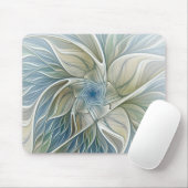 Floral Dream Muster Abstraktes Blue Khaki Fraktal Mousepad (Mit Mouse)