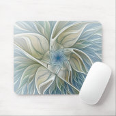Floral Dream Muster Abstraktes Blue Khaki Fraktal Mousepad (Mit Mouse)