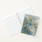 Floral Dream Muster Abstraktes Blue Khaki Fraktal Notizblock (Innenseite)