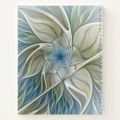 Floral Dream Muster Abstraktes Blue Khaki Fraktal Notizblock (Rückseite)