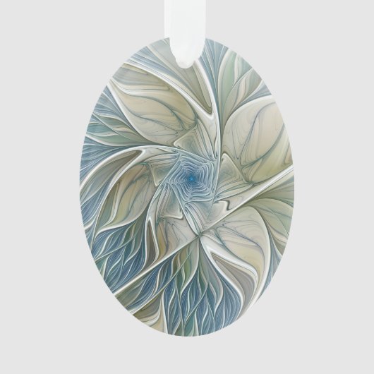 Floral Dream Muster Abstraktes Blue Khaki Fraktal Ornament (Vorderseite)