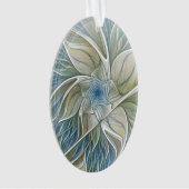 Floral Dream Muster Abstraktes Blue Khaki Fraktal Ornament (Vorderseite)