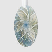 Floral Dream Muster Abstraktes Blue Khaki Fraktal Ornament (Vorderseite)
