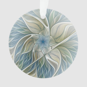 Floral Dream Muster Abstraktes Blue Khaki Fraktal Ornament